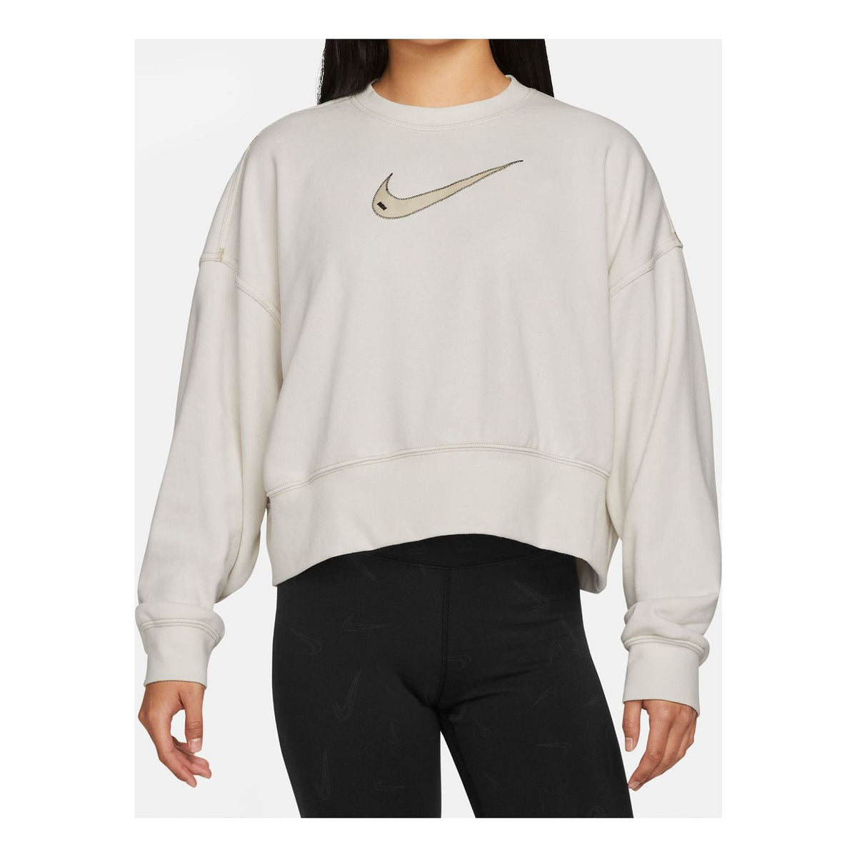 (WMNS) Nike Sportswear Swoosh Logo Embroidered Loose Knit Short Round Neck Pullover Hoodie DO7212-030