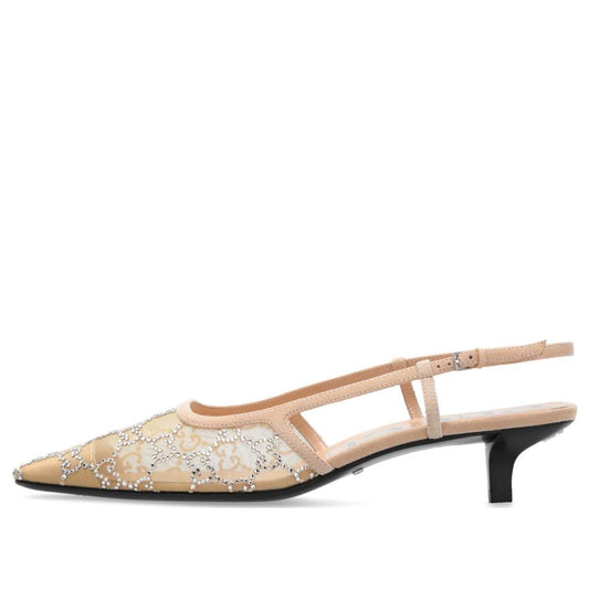 (WMNS) Gucci GG slingback pump 'Rose Beige mesh GG crystals' 674668-F13A0-9960