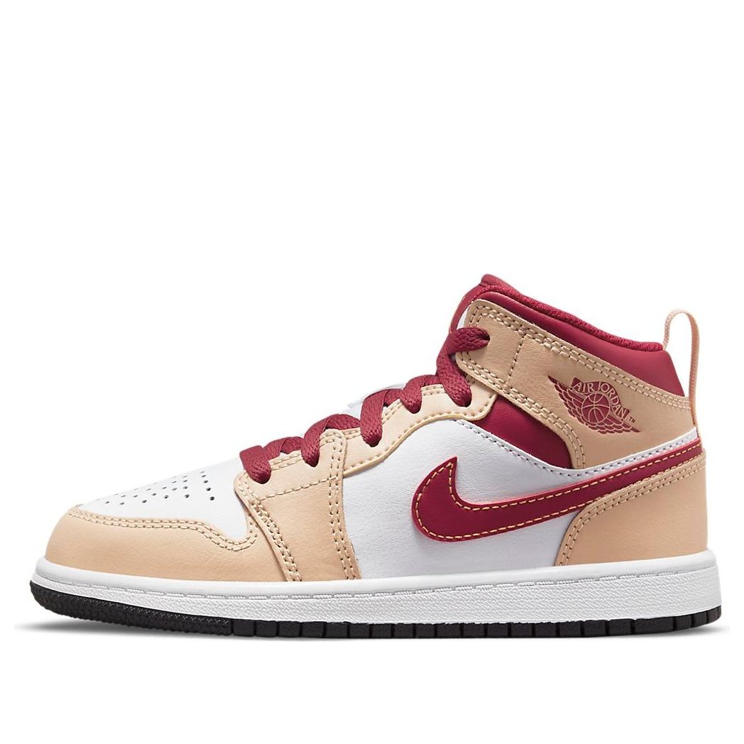(PS) Air Jordan 1 Mid 'Light Curry Cardinal Red' 640734-201
