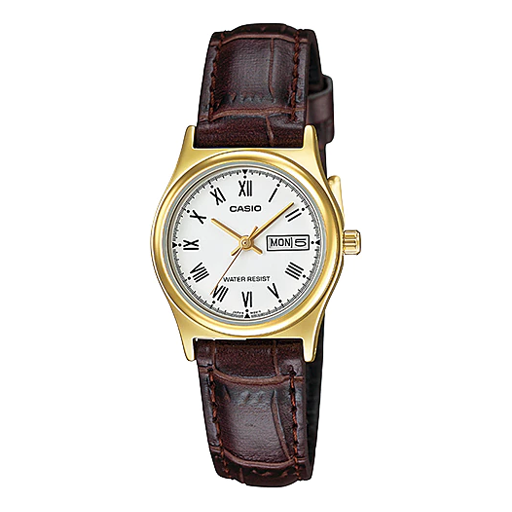 CASIO Waterproof Quartz 25mm /White Brown Analog LTP-V006GL-7BUDF