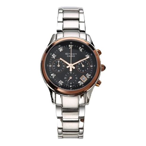 CASIO SHEENSeries Quartzes Business Silver/ Stainless Steel Strap Black Analog SHN-5003P-1A