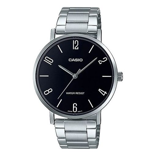 Men's CASIO DRESS Series Black Stainless Steel quartz Casual Watch Analog Mens MTP-VT01D-1B2