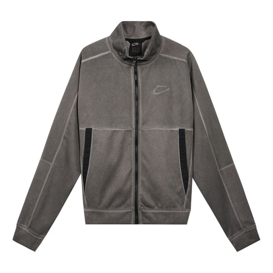 Nike Sportswear Embroidered Logo Knit Sports Jacket Gray DA7177-010
