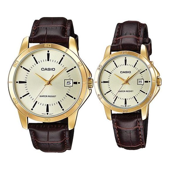 CASIO ENTICER&DRESS Series Vintage Waterproofes Yellow Couple Quartz Gold Analog MTP-V004GL-9A&LTP-V004GL-9A
