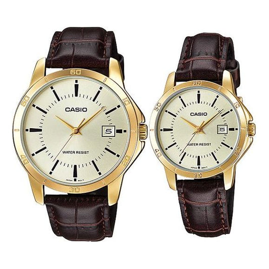 CASIO ENTICER&DRESS Series Vintage Waterproofes Yellow Couple Quartz Gold Analog MTP-V004GL-9A&LTP-V004GL-9A