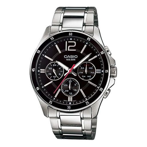 CASIO Waterproof Stainless Steel Strap Quartz Mens Black Analog MTP-1374D-1A