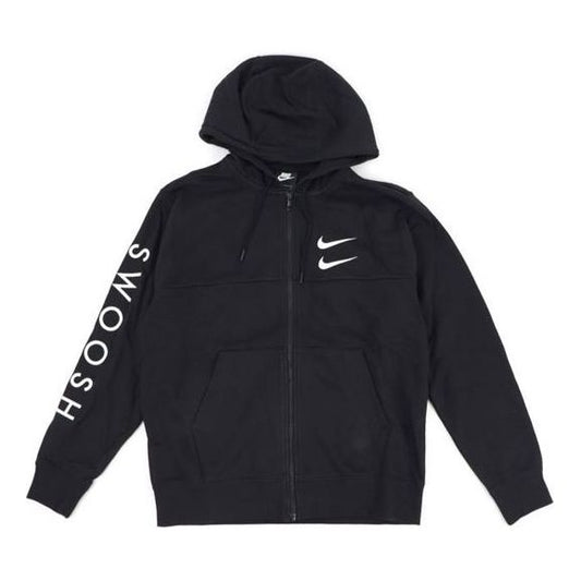 Nike Double Hook Embroidered zipper Sport hooded Jacket Men 'Black White' CU3927-010