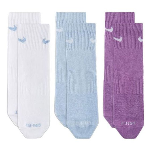 Nike Unisex Plus Lightweight Ankle Sports Training Socks 3 Packs White/Black/Purple Multi-color SX6893-907