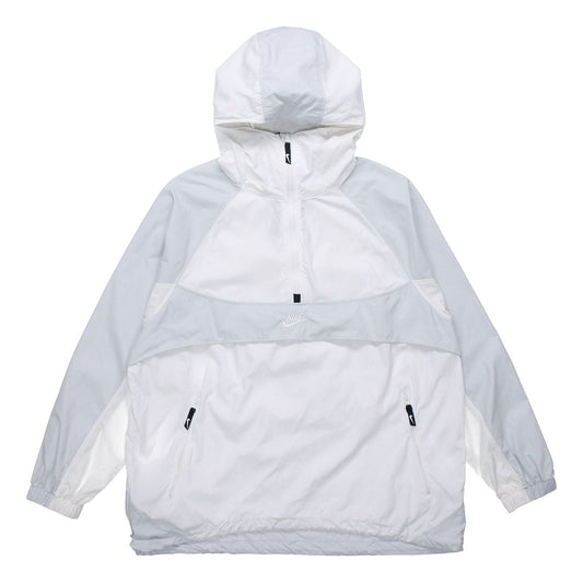 Nike Sportwear Retro Colorblock Loose Half Zipper hooded Pullover Woven Jacket White BV5386-100