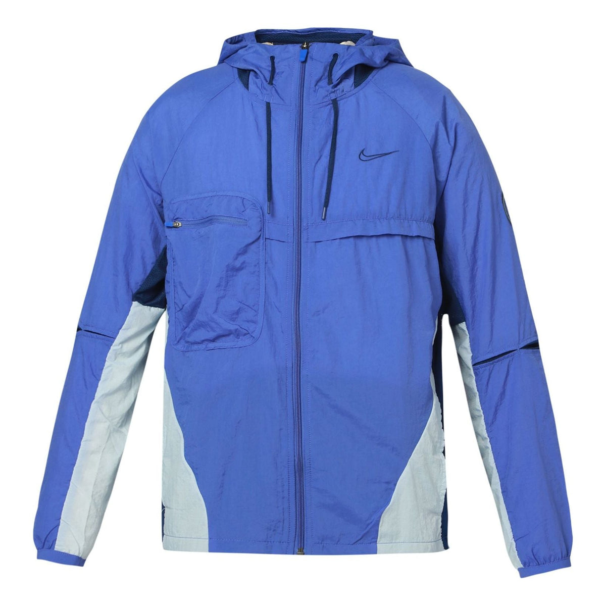 Nike Loose Big Pocket Zipper hooded track Jacket Blue CU5000-430