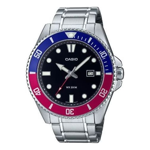 CASIO Analog 'Silver Blue Plum' MDV-107D-1A3