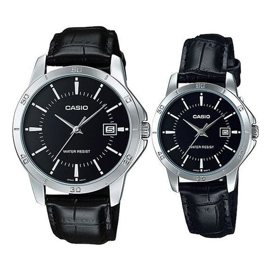 CASIO Couple Quartz Waterproof Unisex Mens Black Analog MTP-V004L-1A&LTP-V004L-1A