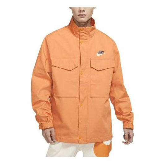 Men's Nike Sportswear Solid Color Alphabet Logo Stand Collar Zipper Jacket Orange DR7833-808