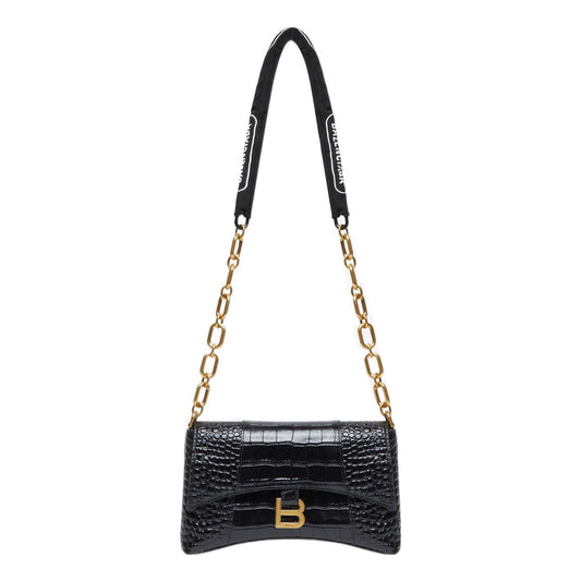 (WMNS) Balenciaga Downtown Xs Shoulder Bag Crocodile Embossed 'Black' 6891212106F1090