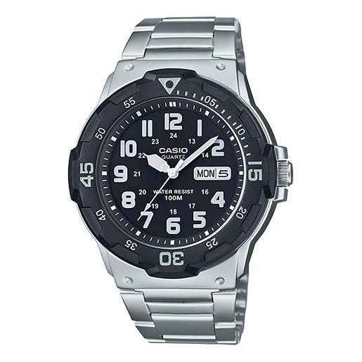 CASIO 100Meters Water-Proof Steel Band Black Men's Quartz Sports Mens Silver Analog MRW-200HD-1B