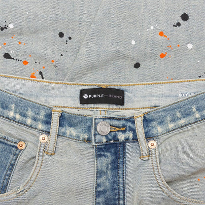 Slim Leg Short - Light Indigo Reverse Repair