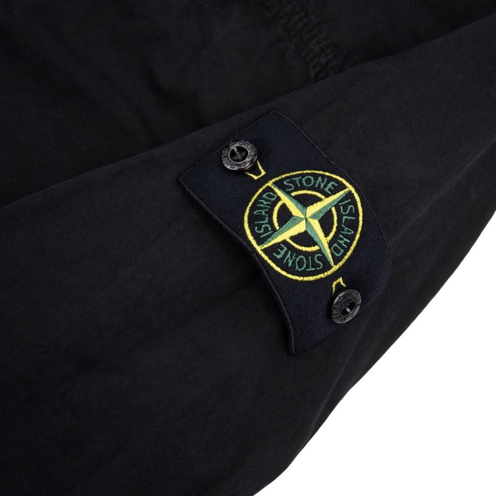 Stone Island Brushed Organic Cotton Canvas Overshirt In Black